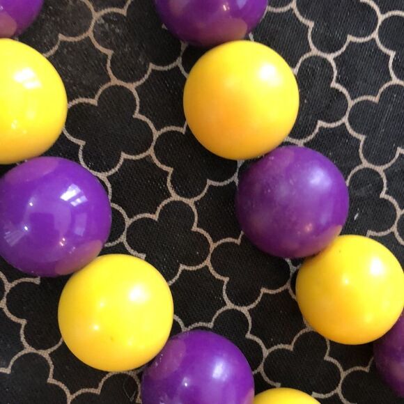 Vintage Fornash Purple  yellow beaded choker - Picture 3 of 5